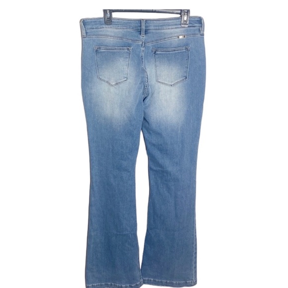 KanCan Mid Rise Distressed Exposed Button fly Flare jeans light wash size 31 - Picture 3 of 13